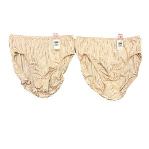 Warner's VINTAGE 90s Bright Stripes Satin High Leg Brief Panties (2) Nude Size 8